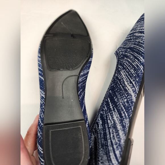 New Navy Blue White Ballet Flats Shallow Pointed Toe Breathable Mesh Size 7 - Picture 4 of 8